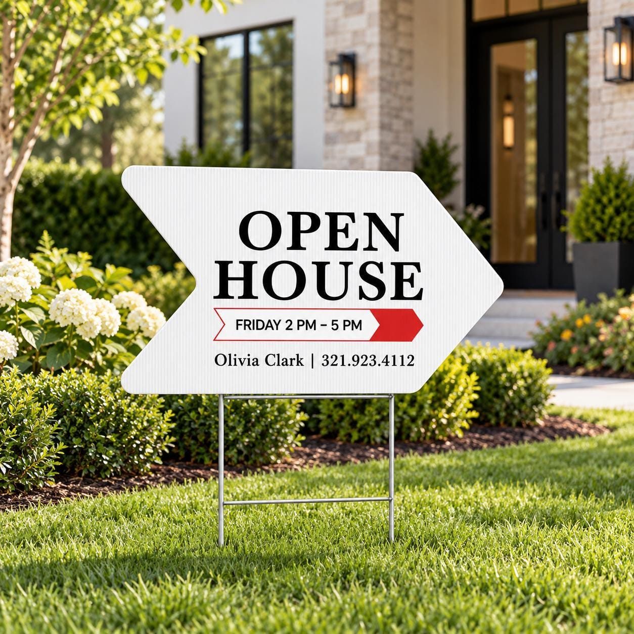Open house arrow sign by Closing Day Signs